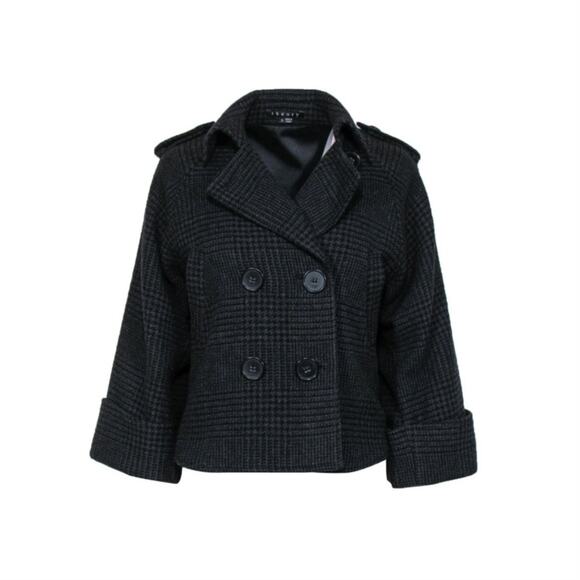 Theory Black Short Double Breasted Peacoat | Size S - Picture 1 of 6